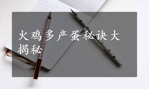火鸡多产蛋秘诀大揭秘