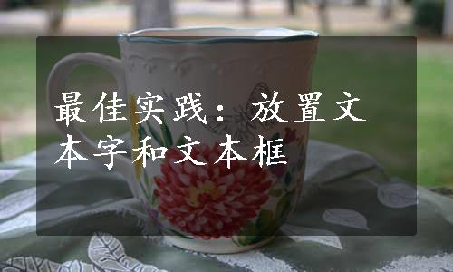 最佳实践：放置文本字和文本框