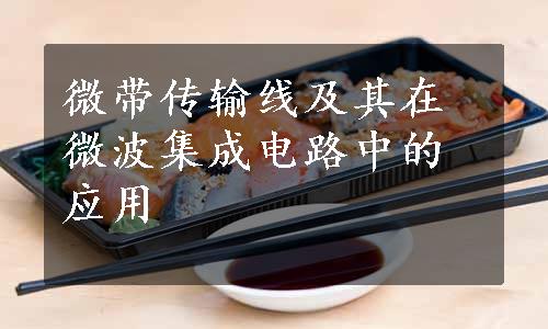 微带传输线及其在微波集成电路中的应用