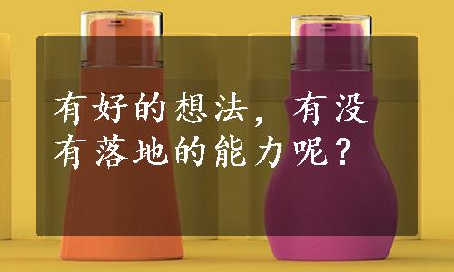 有好的想法，有没有落地的能力呢？