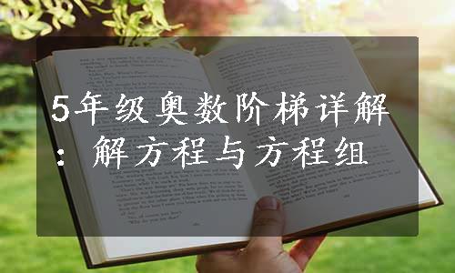 5年级奥数阶梯详解：解方程与方程组